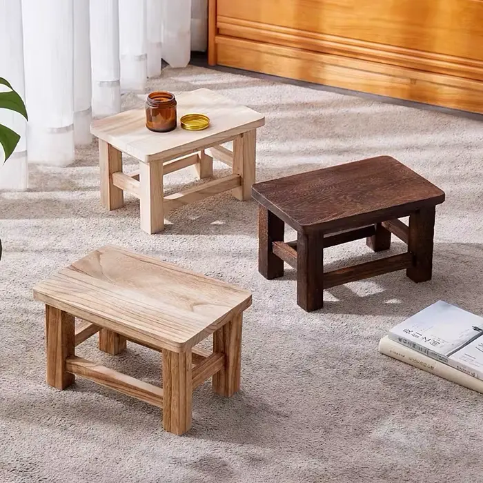 Petit tabouret en bois massif minimaliste moderne, banc pour enfants, chaussures de salon pour adult