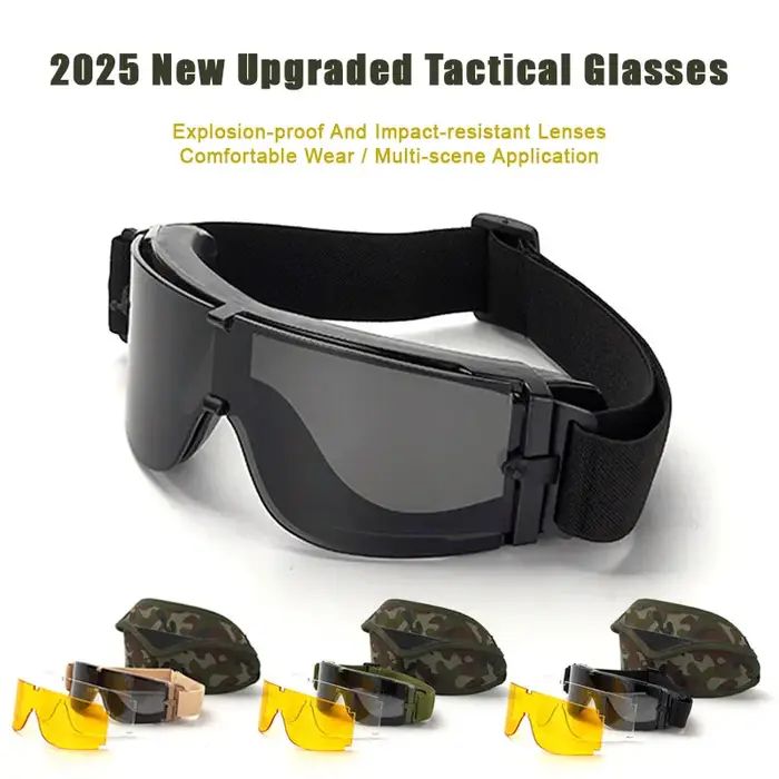 Lunettes tactiques JSJM 2025 - Protection UV400 anti-vent tir et VTT - Randonnée et sports outdoor