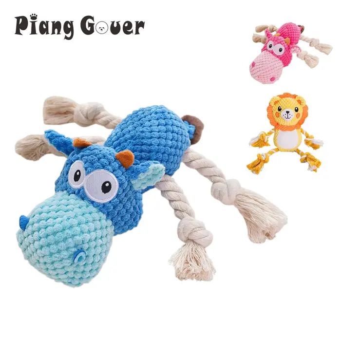 Jouets pour animaux de compagnie hippopotame couinants pour chiens moyens