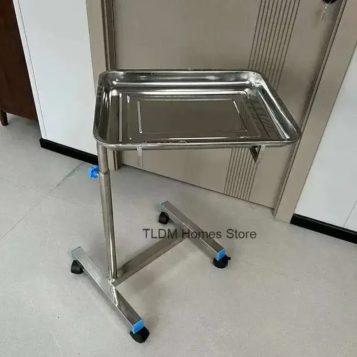 Chariot auxiliaire épais en acier inoxydable 304 avec roues, support de plateau médical multifonctio