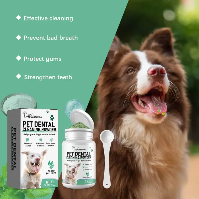 Poudre nettoyante pour dents de chien