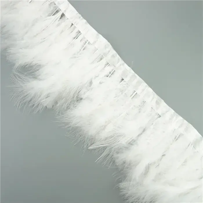 2 mètres de franges en plumes de marabout colorées, plumes de dinde blanches et noires pour vêtement