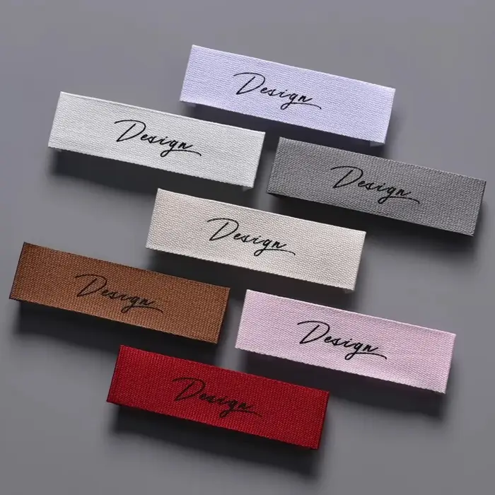 Étiquette tissée personnalisée pour vêtements, étiquette d'entretien et de lavage, marque latérale, 