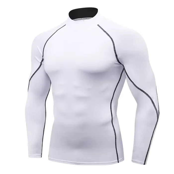 Chemises de Compression à manches longues et col haut pour hommes, collants de sport Cool et sec, Pr