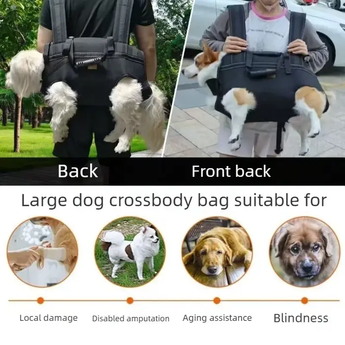 Sac à dos de transport pour animaux de compagnie, sac de transport pour chien en tissu Oxford durable avec fixation par sangle, pour la randonnée et les promenades en extérieur