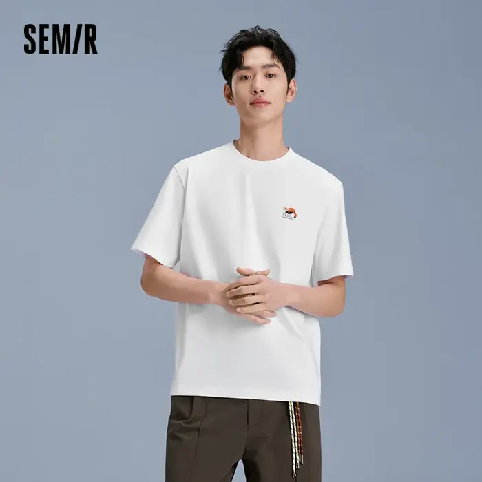 T-shirt Homme Semir 2026 Séchage Rapide Style Couple Brodé Nouvelle Arrivée Décontracté Doux Usage Q