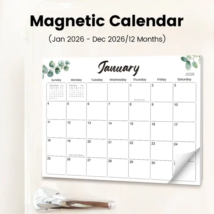 Calendrier magnétique 2026 pour réfrigérateur