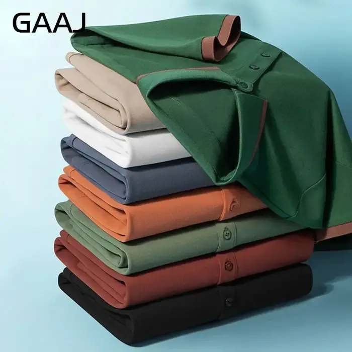 GAAJ-Polo d'affaires pour hommes, hauts de marque décontractés, t-shirt à col rayé, t-shirt en coton de haute qualité, Polo Social, vêtements pour hommes