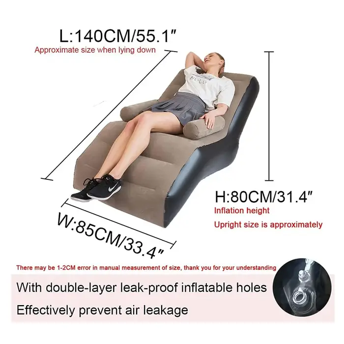 Canapé paresseux pliant, chaise longue gonflable, plis épais et durables, chaise longue de jeu compa