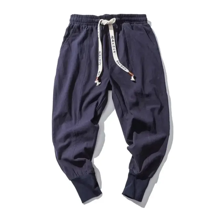 Hommes sarouel Streetwear coton lin Joggers nouveau Baggy Hip Hop mode pantalon décontracté solide p