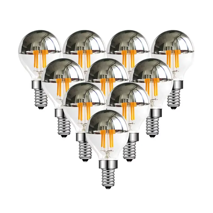 Ampoule LED Vintage à Pointe Argentée, Demi Chrome, Lampe Décorative, 40W, Filament Égal, Miroir, E1
