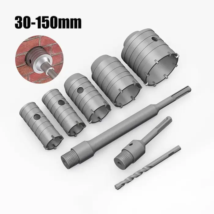 Foret béton SDS-Plus 30-150mm avec arbre circulaire - Scie cloche murale pour maçonnerie parpaing ciment