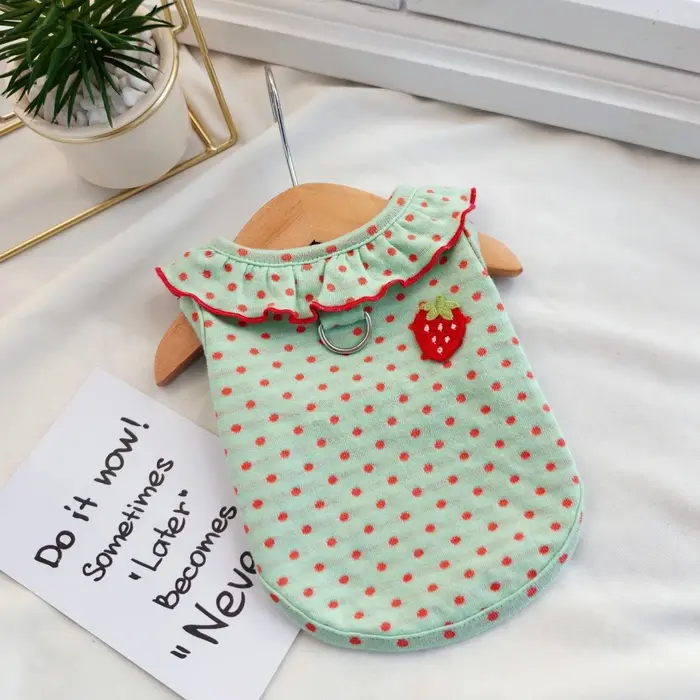 Gilet en coton pour chien, enveloppant le ventre, pour petits chiens, motif brodé, vêtements pour an