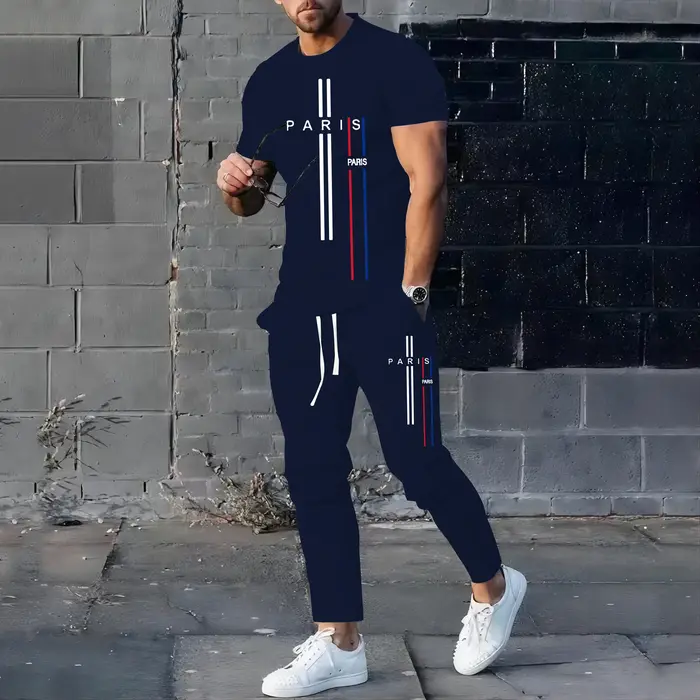 Vêtements de sport de Football pour hommes, T-shirt et pantalon, ensemble décontracté à manches cour