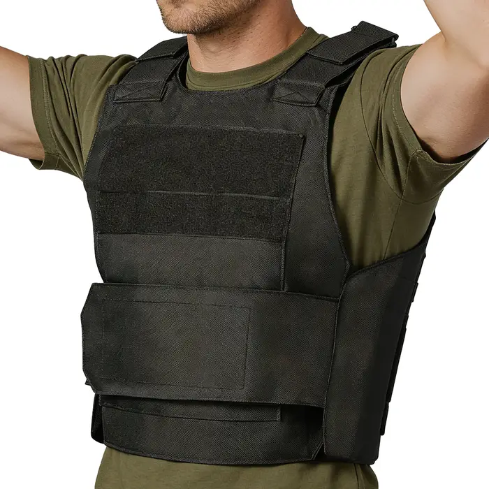 Gilet de chasse avec bretelles et ceinture ajustables en velcro élargis, fabriqué en tissu durable et résistant à l'usure