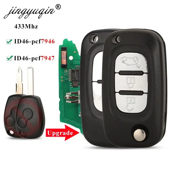 Jingyuqin 2/3BTN modifié rabat 433Mhz ID46-7946/7947 clé à distance de voiture pour Renault Vivaro M