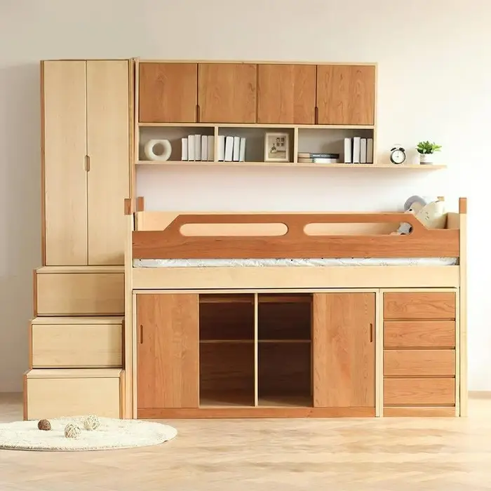 Armoire nordique Simple et moderne personnalisable, lit combiné en érable dur cerise, lit de rangeme