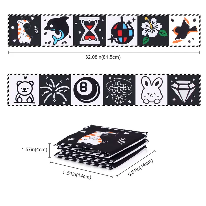 Livre en tissu pour bébé, jouets pour bébé à contraste élevé, jouets pour berceau pour nouveau-nés 0
