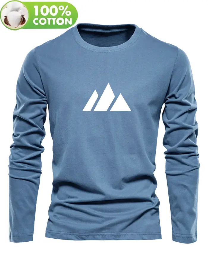T-shirt à manches longues pour homme, 100% coton pur, ample et confortable, décontracté, à motif mon