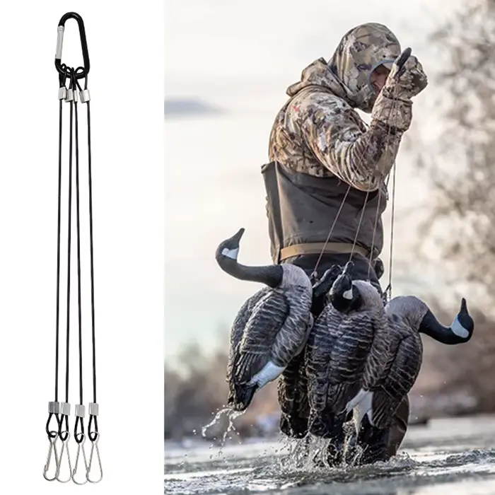 Kit ligne décoy canard/oie câble acier PVC - Attaches rapides robustes pour chasse au gibier d'eau