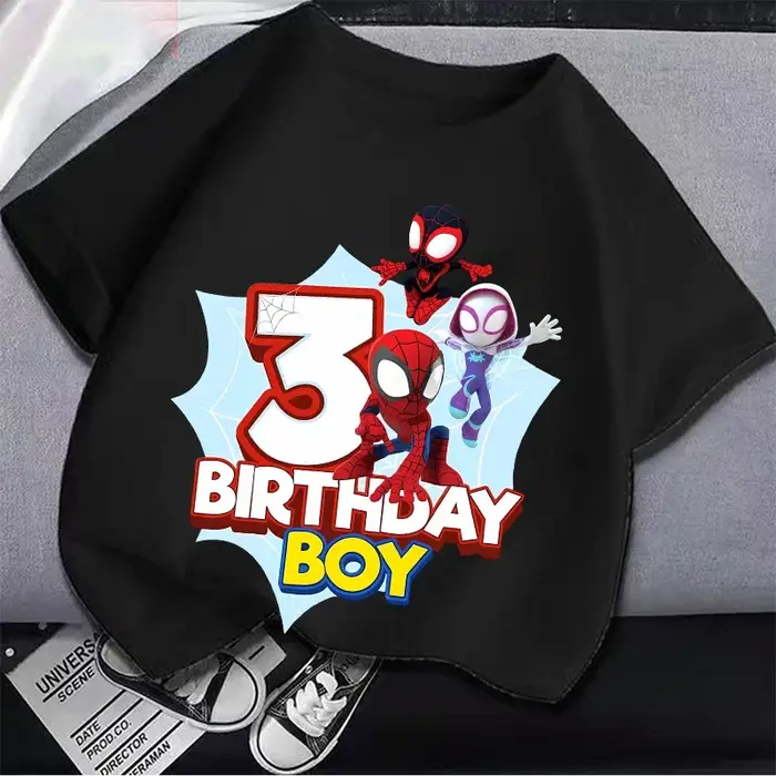 T-shirt à manches courtes pour enfants, Marvels Spiderman, numéro 1-9, avec figurines de dessins ani