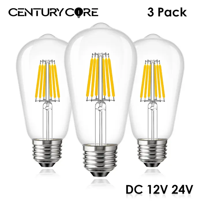 Ampoule à Filament LED Basse Tension, Blanc Chaud, Non Variable, Lampe Extérieure pour Ampoules Sola