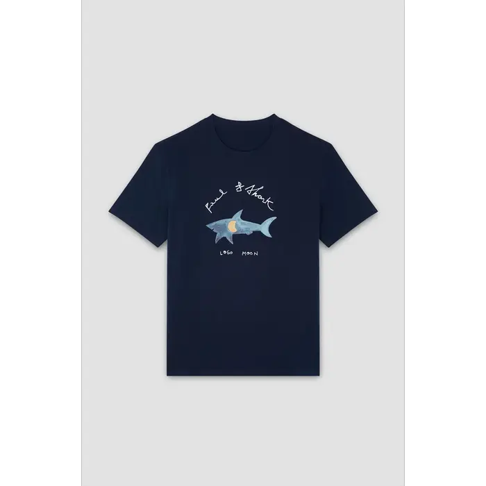 T-shirt d'été en pur coton pour hommes, décontracté, ample, imprimé requin, sport, col rond, manches