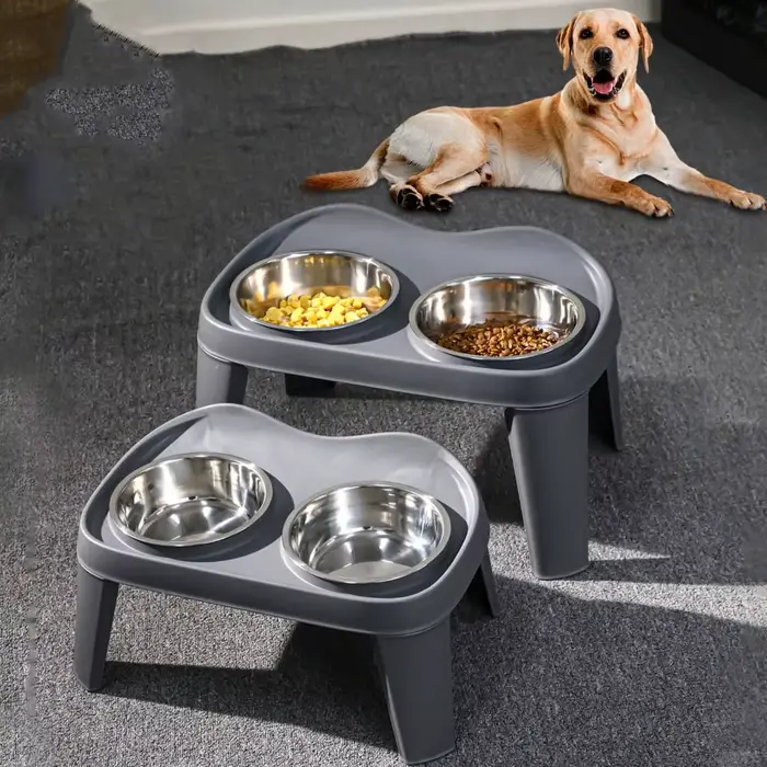 Bol double en acier inoxydable pour chiens et chats grande capacité pliable pour nourrir deux animaux occasions spéciales et rangement facile