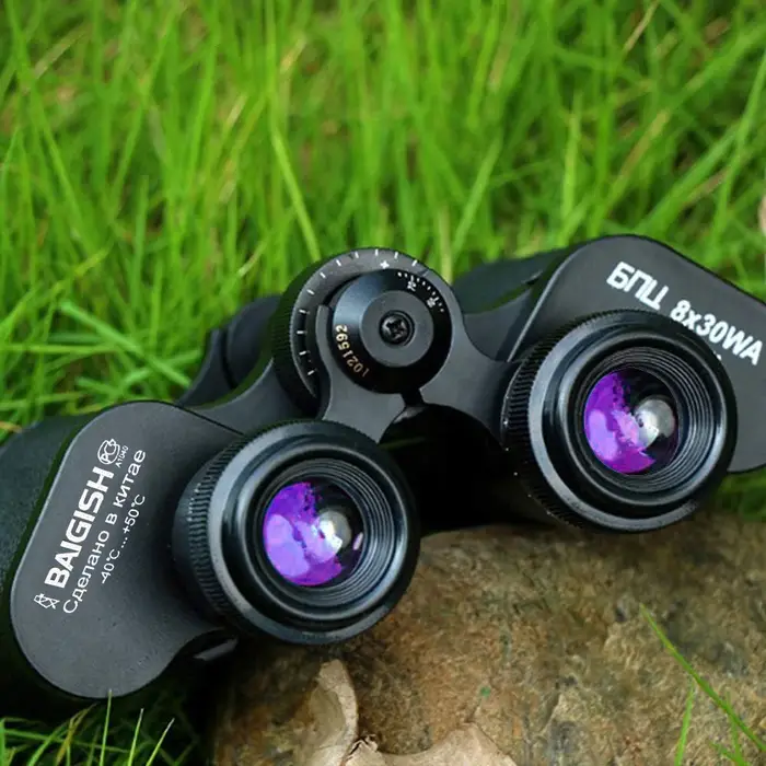Jumelles russes Baigish 8x30 structure métal complète étanches professionnelles militaire avec étui cuir chasse
