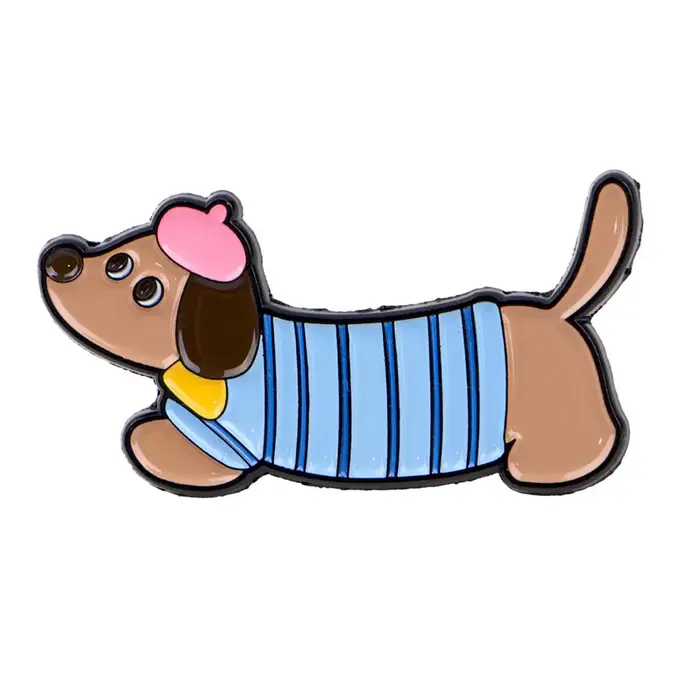 Broches teckel pour femmes, chien de dessin animé en émail, Badge en métal Animal mignon, bijoux vêt