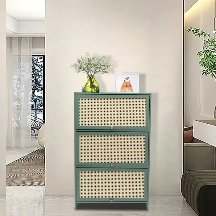 Armoire de Rangement de Chaussures en Bambou de Grande Capacité, à 6 Niveaux, de Couleur Verte