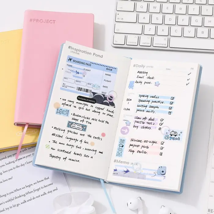 Journal GO 100 feuilles de poche hebdomadaire planificateur mensuel annuel Plan cahier couverture souple enregistrement
