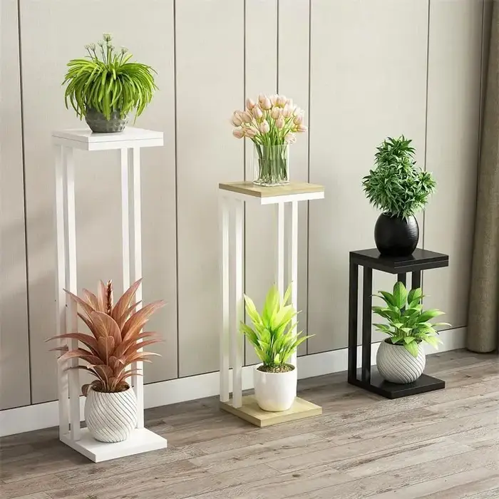 Support de plante moderne Simple, support de sol en fer pour fleurs, Structure à Double couche, supp