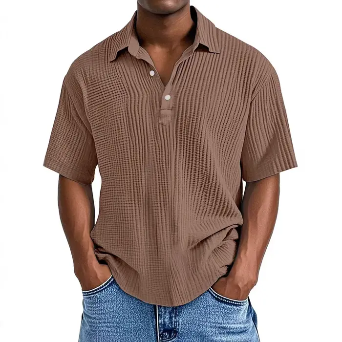 Polo Homme 2025 – Chemise Décontractée à Boutons Manches Courtes Couleur Unie pour l'Été – Vêtement Polyvalent
