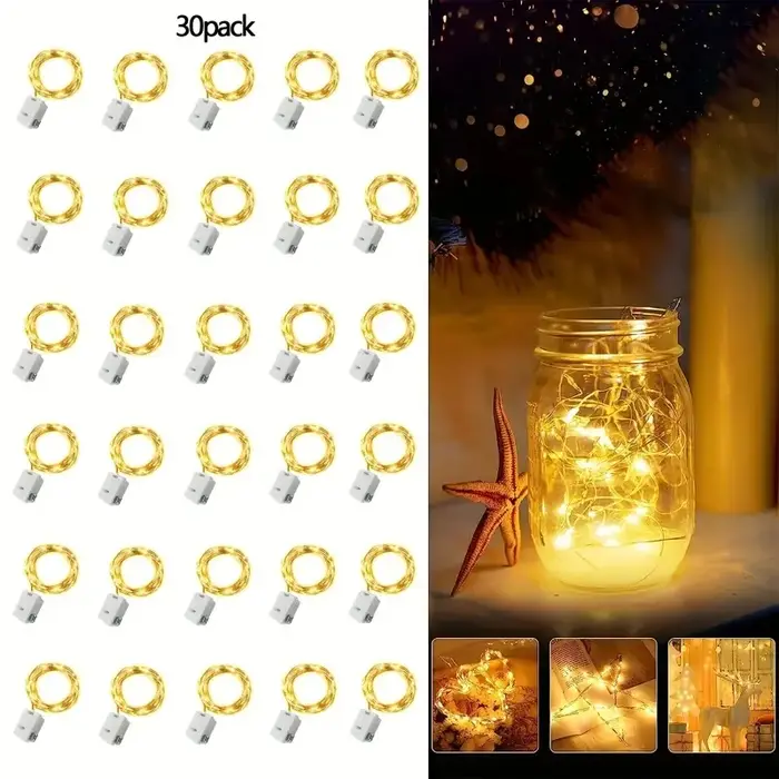 Mini guirxiété lumineuse à piles, lampe de conte nickel é, 20 LED, étanche, fête de mariage, décorat