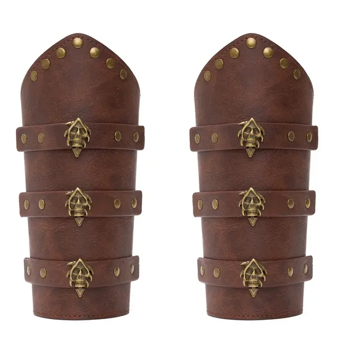 Protège-bras en cuir médiéval Viking à motif squelette, accessoires de costume Renaissance, accessoi