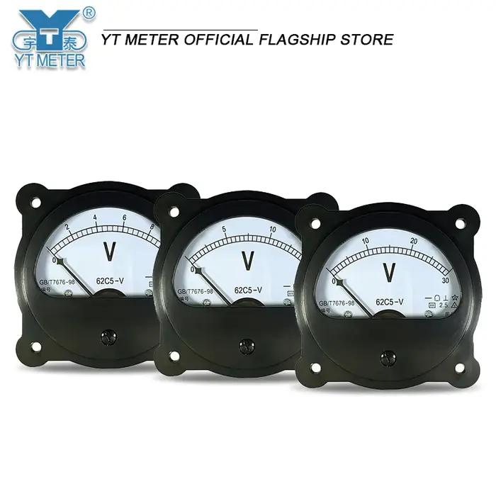 Voltmètre circulaire 62C5 DC, instrument 5V 10V 15V 20V 30V 50V 100V 150V 250V 300V 450V 500V 600V, 
