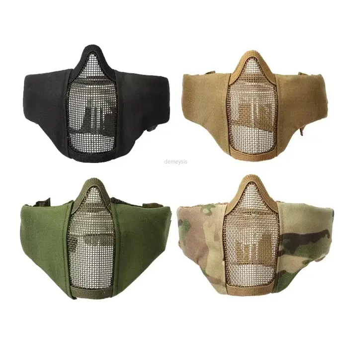 Tactical Airsoft Paintball Half Face Mask Camo Half Lower Face Metal Steel Net M