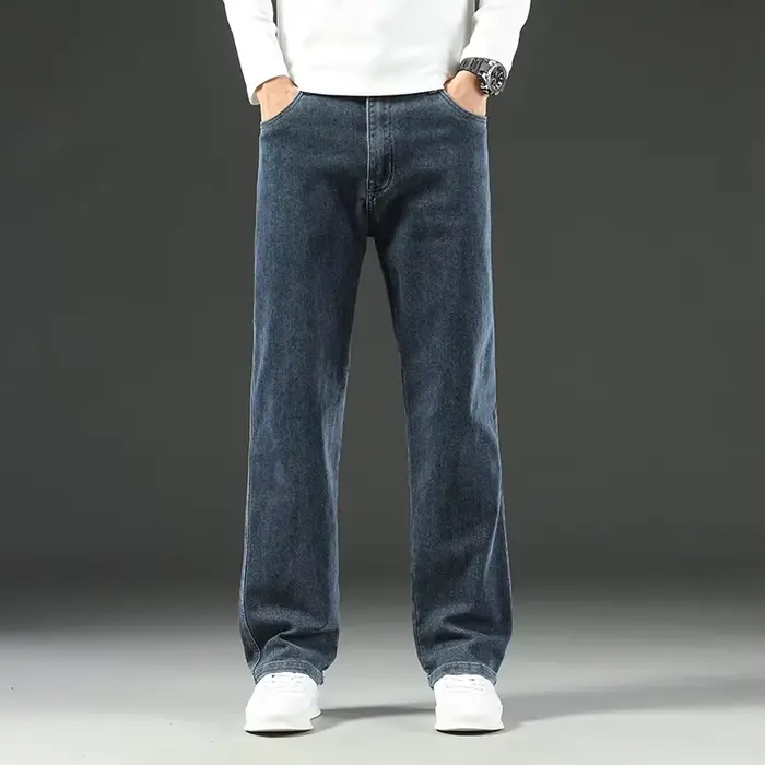 Jeans baggy droit à jambes larges pour hommes, pantalons décontractés d'affaires, vêtements de marqu