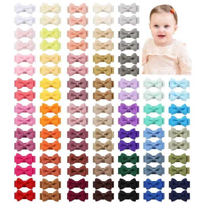 Bébé arcs 100 pièces 1.2 ''ruban cheveux arcs Clips pour bébé filles couleur bonbon nœud papillon ép