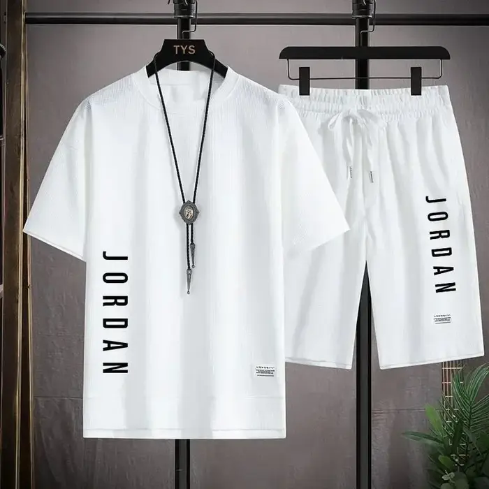 Ensemble T-shirt + short élégant et décontracté pour hommes, ensemble de sport, ample, confortable, 