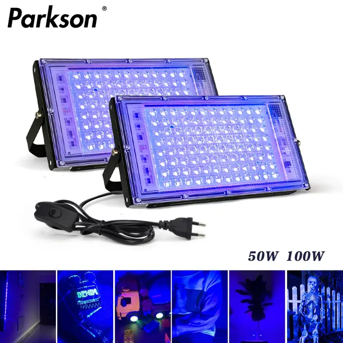 395nm 400nm Led UV projecteur 220V lampe de scène ultraviolette 50W 100W LED scène lumière noire éta