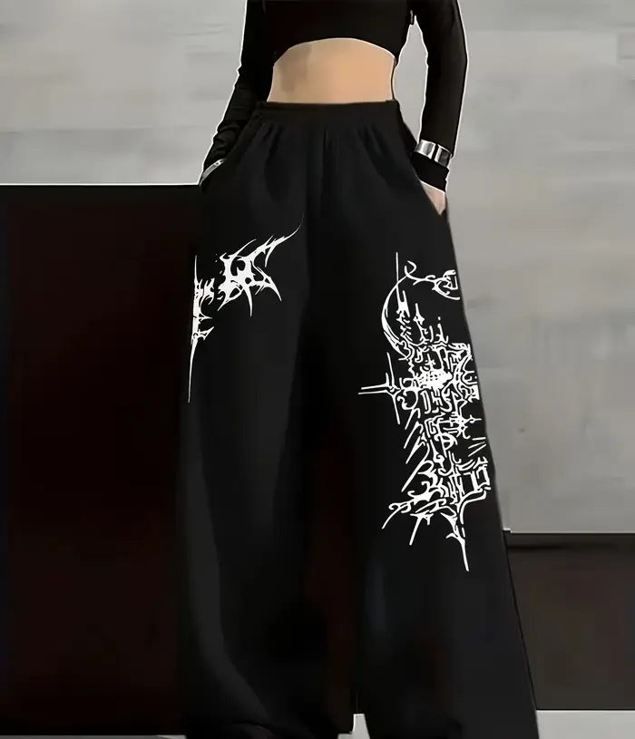 Pantalon de sport décontracté gothique tendance pour l'été 2026, style hip-hop urbain, coupe ample, 