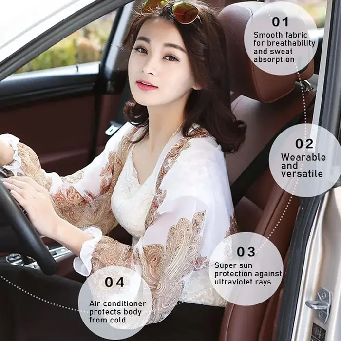 Châle en mousseline de soie anti-UV pour femme, manches fines, vêtements de protection solaire, cond