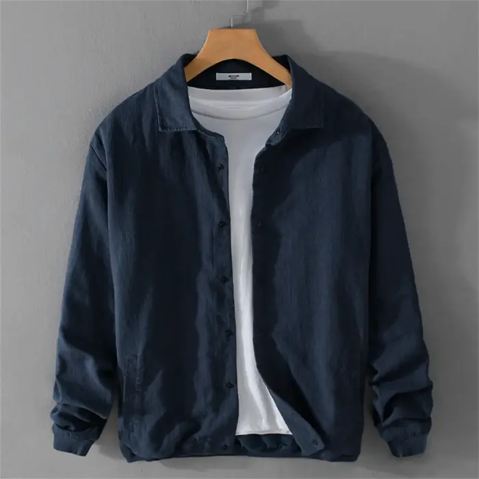 Veste en lin simple et solide pour hommes