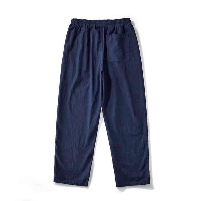 Pantalon cargo indigo rétro japonais pour homme, pantalon multi-poches, jambe large, coton, lin, déc