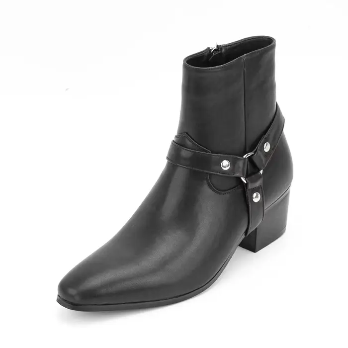 Bottes Chelsea à talons hauts pour hommes, double élastique