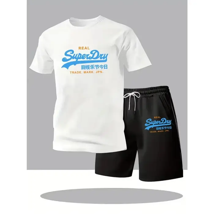 Ensemble Homme Été 2026 Nouveauté – T-shirt Décontracté + Short Deux Pièces Grande Taille Respirant – Tenue de Sport