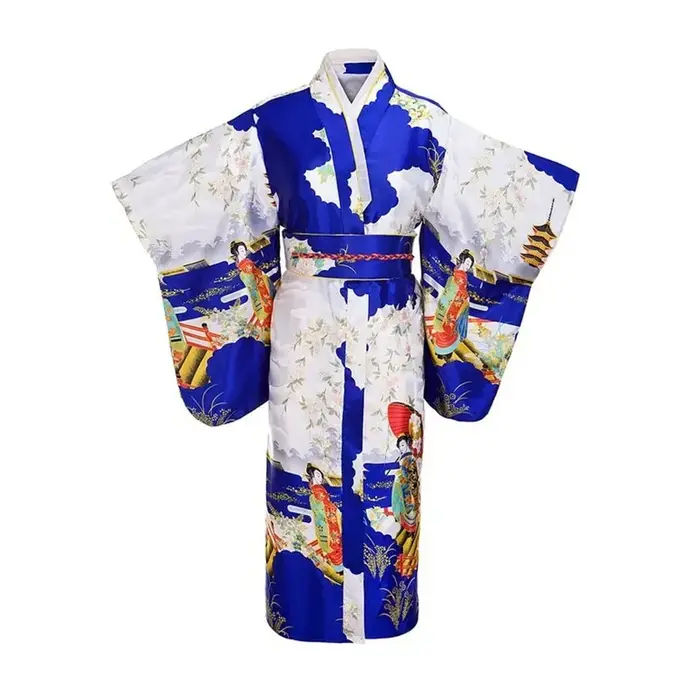 Kimono en rayonne de soie Yukata pour femmes japonaises blanches, Tradition de la mode avec fleur Ob