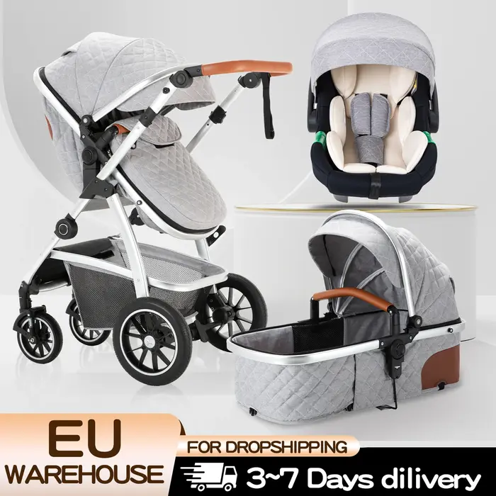 Poussette de luxe 3 en 1 pour bébé, portable, pliable, avec cadre en aluminium, pour nouveau-né et n